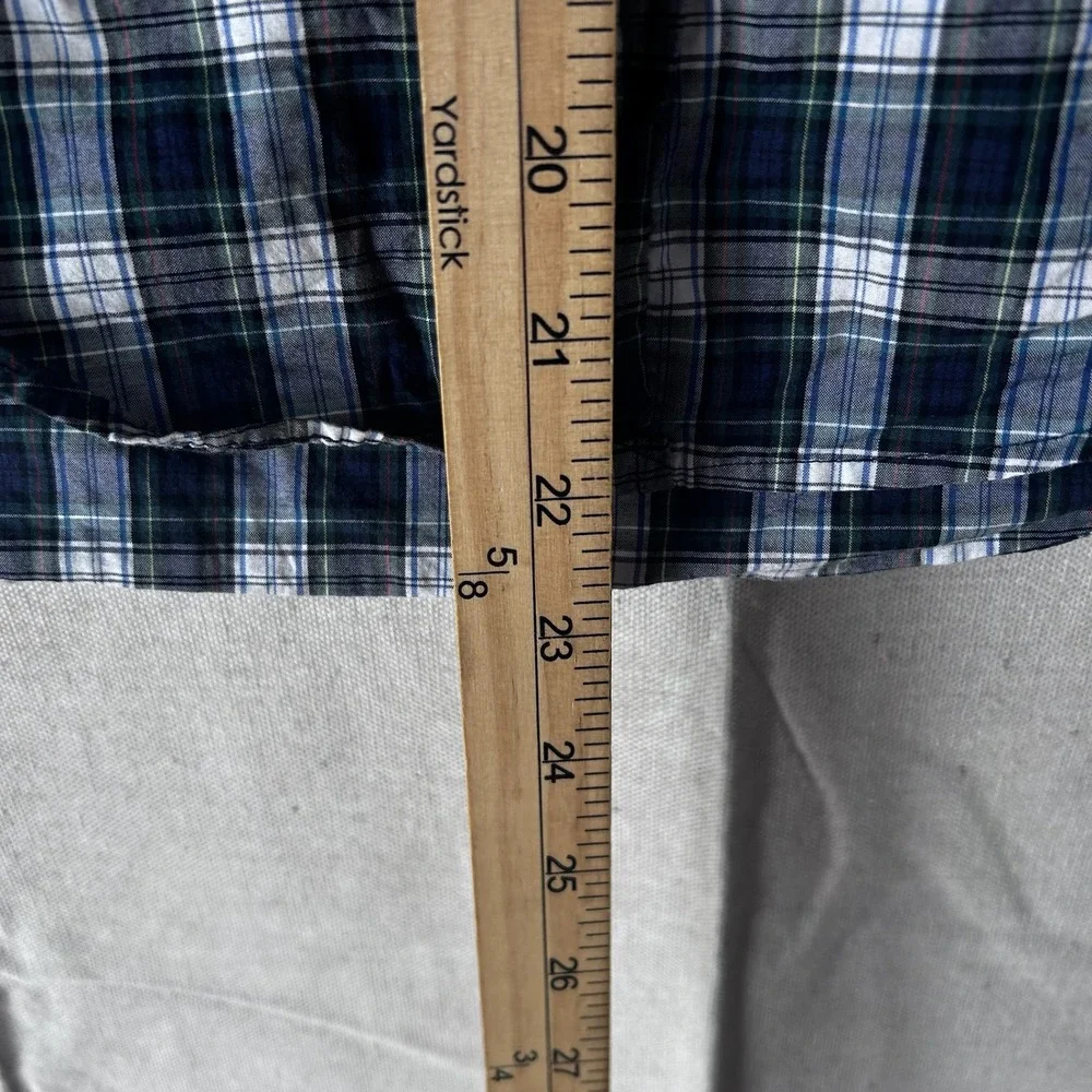 Ralph Lauren Boys Plaid Button Down Shirt Navy Green White Size‎ M 10-12 Cotton